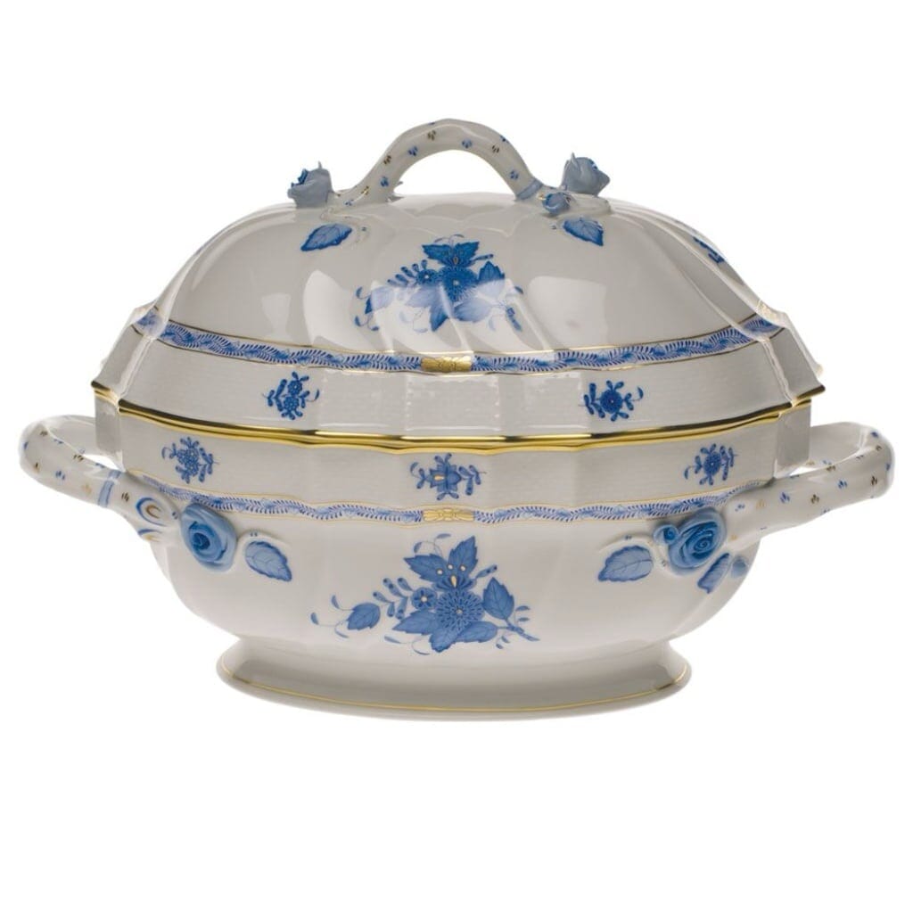 Herend Chinese Bouquet Tureen With Branch Dinnerware Herend Blue 