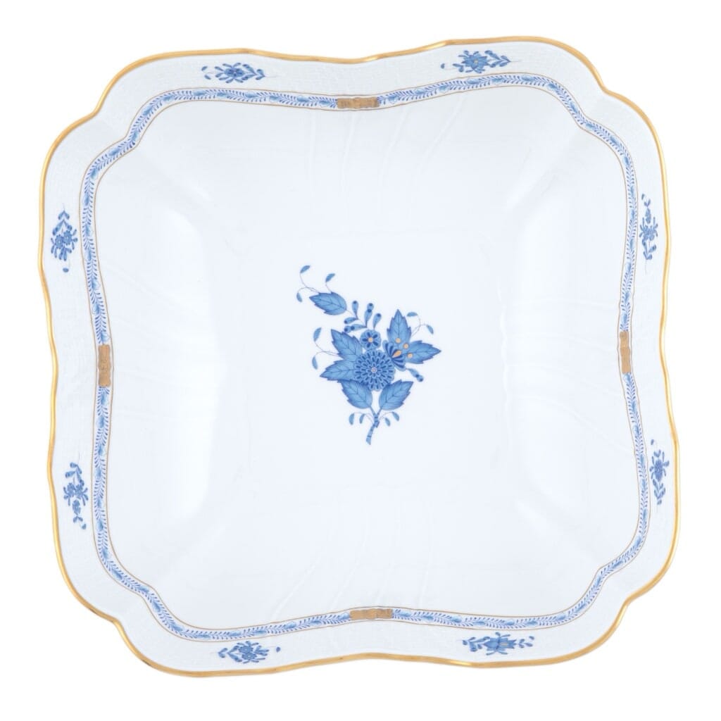 Herend Chinese Bouquet Square Salad Bowl Dinnerware Herend Blue 