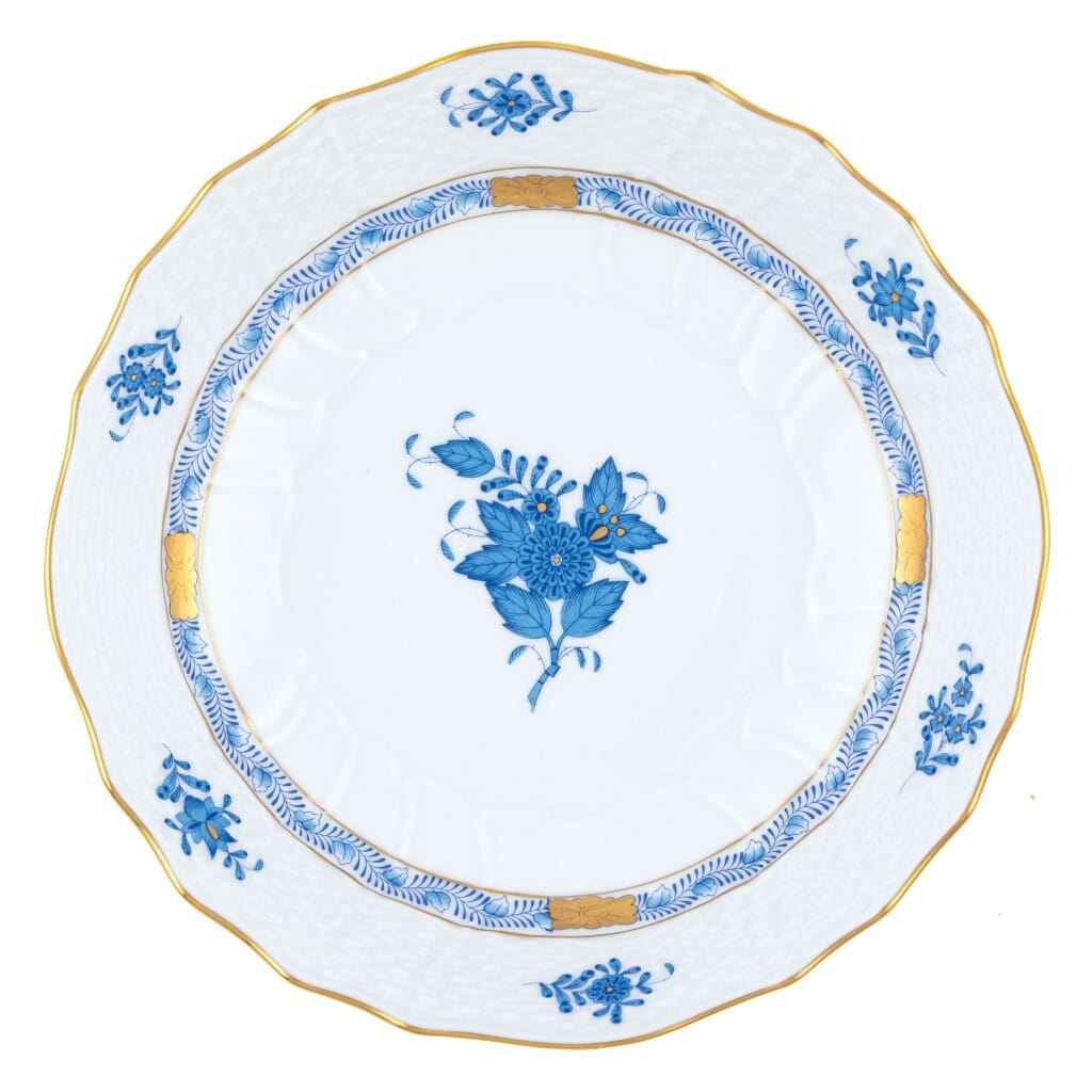 Herend Chinese Bouquet Scalloped Dinner Bowl Dinnerware Herend Blue 