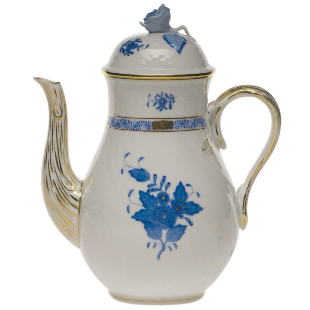 Herend Chinese Bouquet Coffee Pot With Rose Dinnerware Herend Blue 