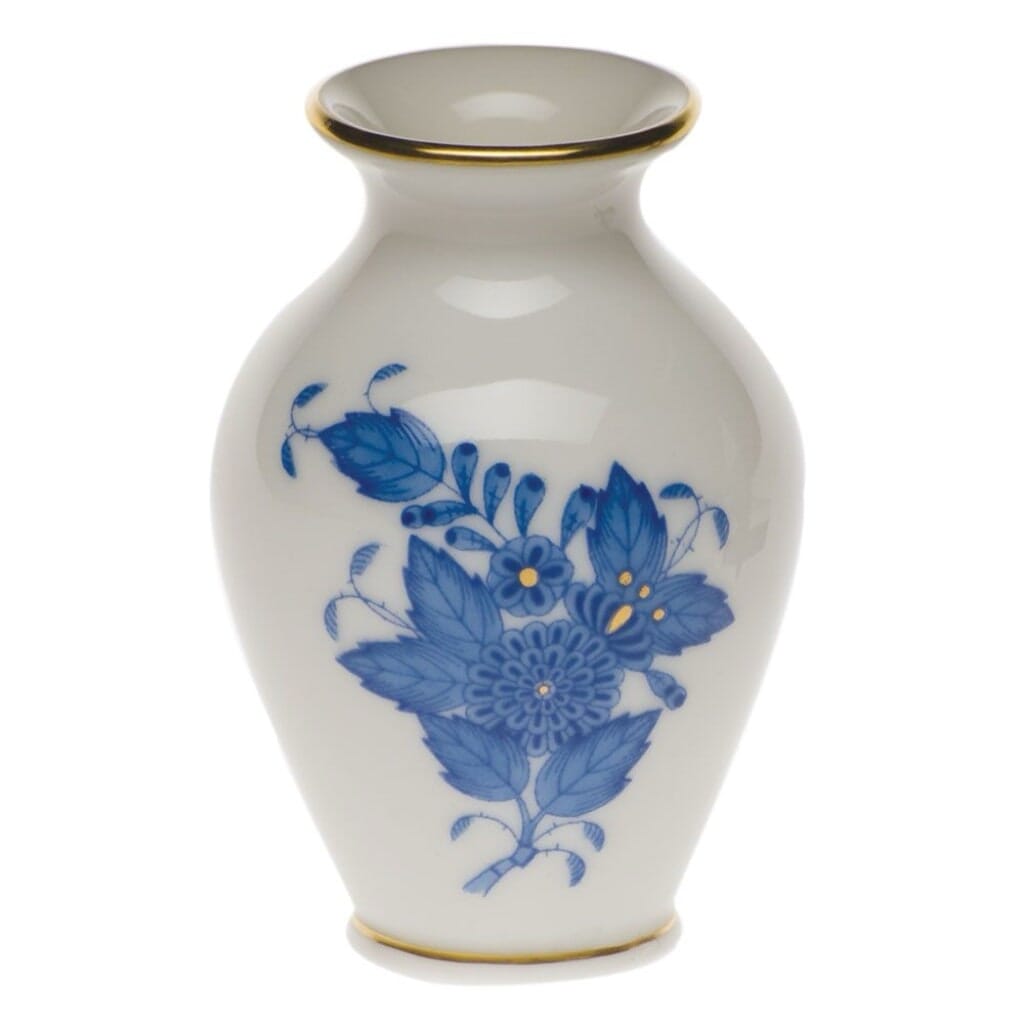 Herend Chinese Bouquet Small Bud Vase With Lip Vases Herend Blue 