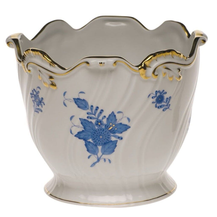 Herend Chinese Bouquet Ribbed Cachepot Dinnerware Herend Blue 