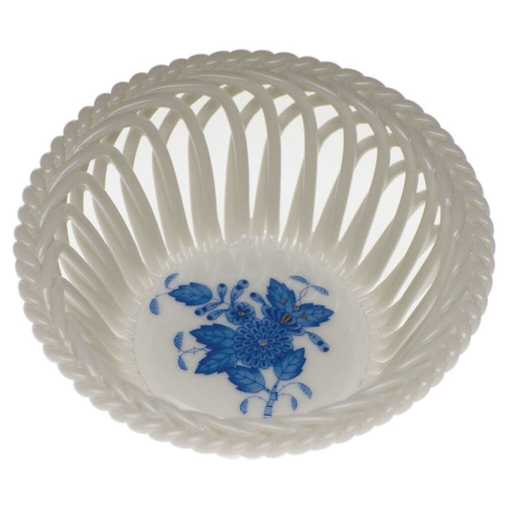 Herend Chinese Bouquet Small Openwork Basket Dinnerware Herend Blue 