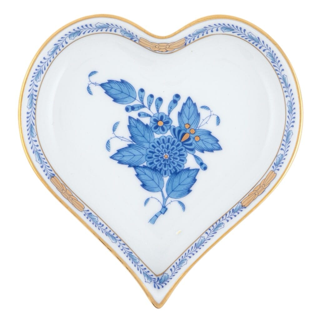 Herend Chinese Bouquet Small Heart Tray Trays Herend Blue 