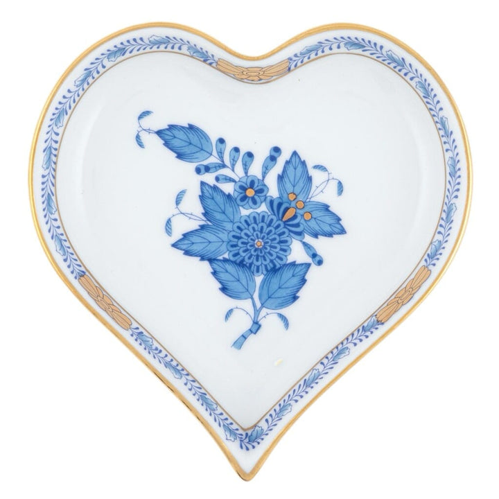 Herend Chinese Bouquet Small Heart Tray Trays Herend Blue 