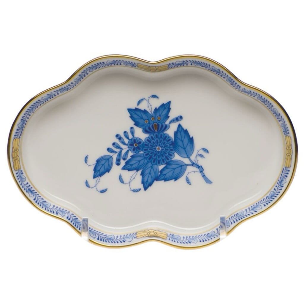 Herend Chinese Bouquet Small Scalloped Tray Trays Herend Blue 