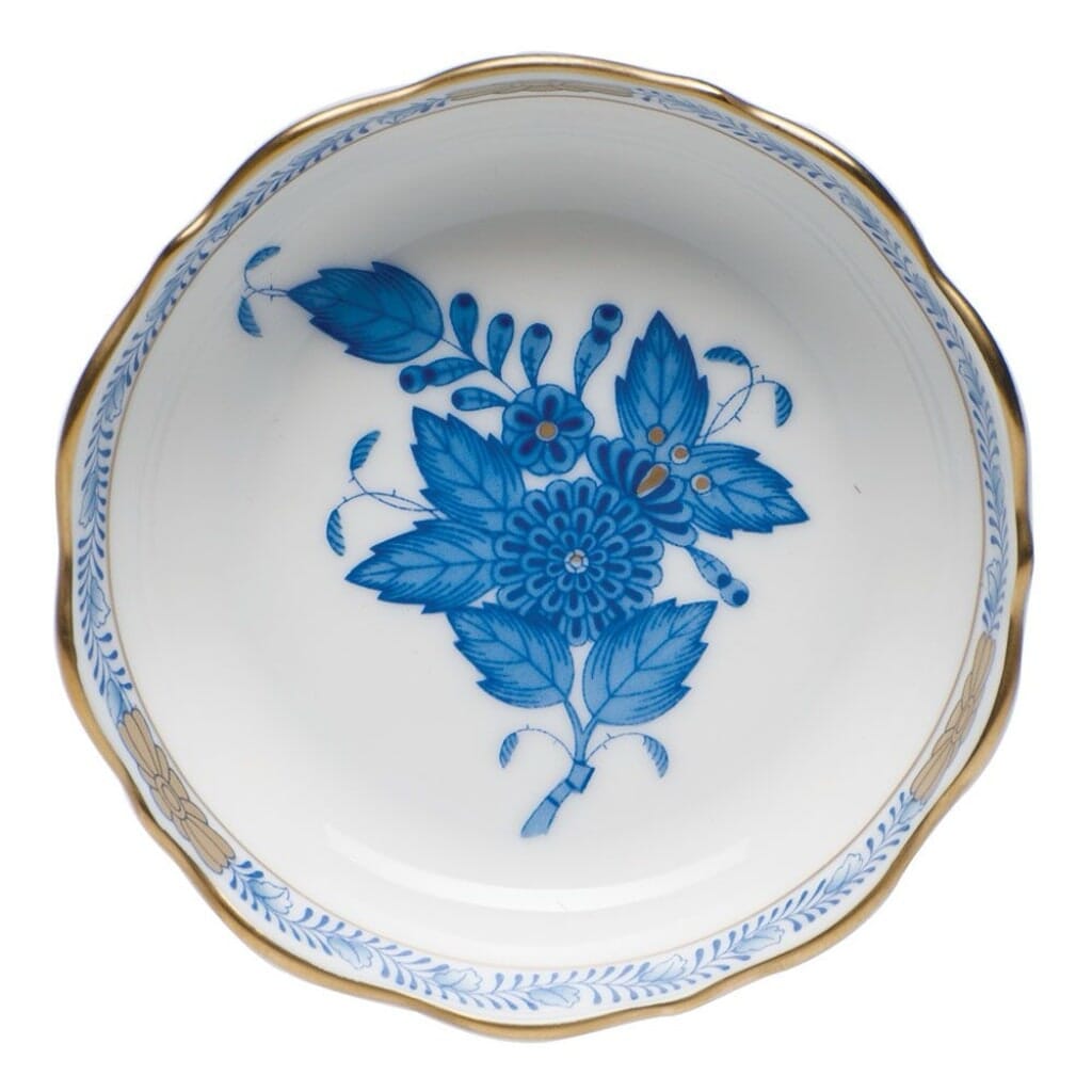 Herend Chinese Bouquet Mini Scalloped Dish Dinnerware Herend Blue 