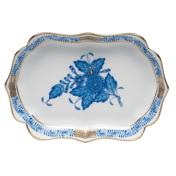 Herend Chinese Bouquet Mini Scalloped Tray Trays Herend Blue 