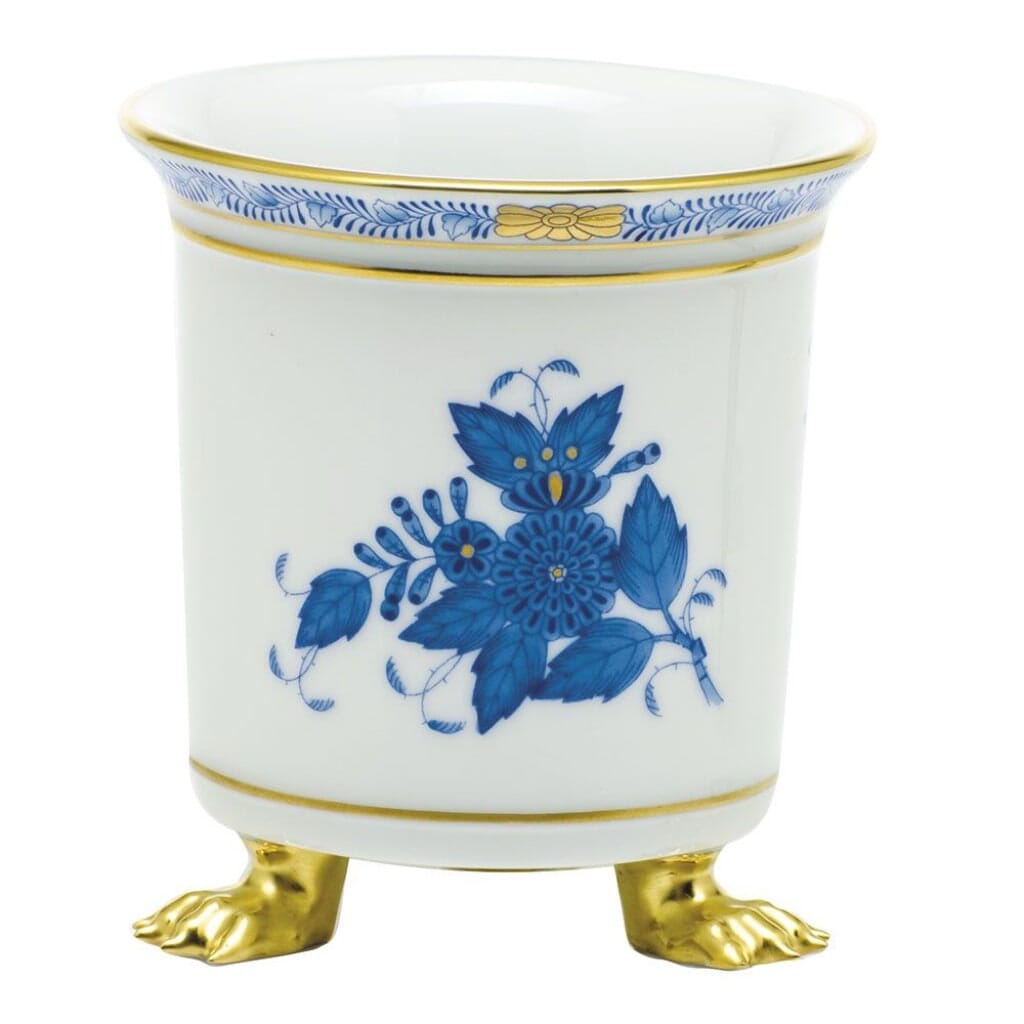 Herend Chinese Bouquet Mini Cachepot With Feet Dinnerware Herend Blue 
