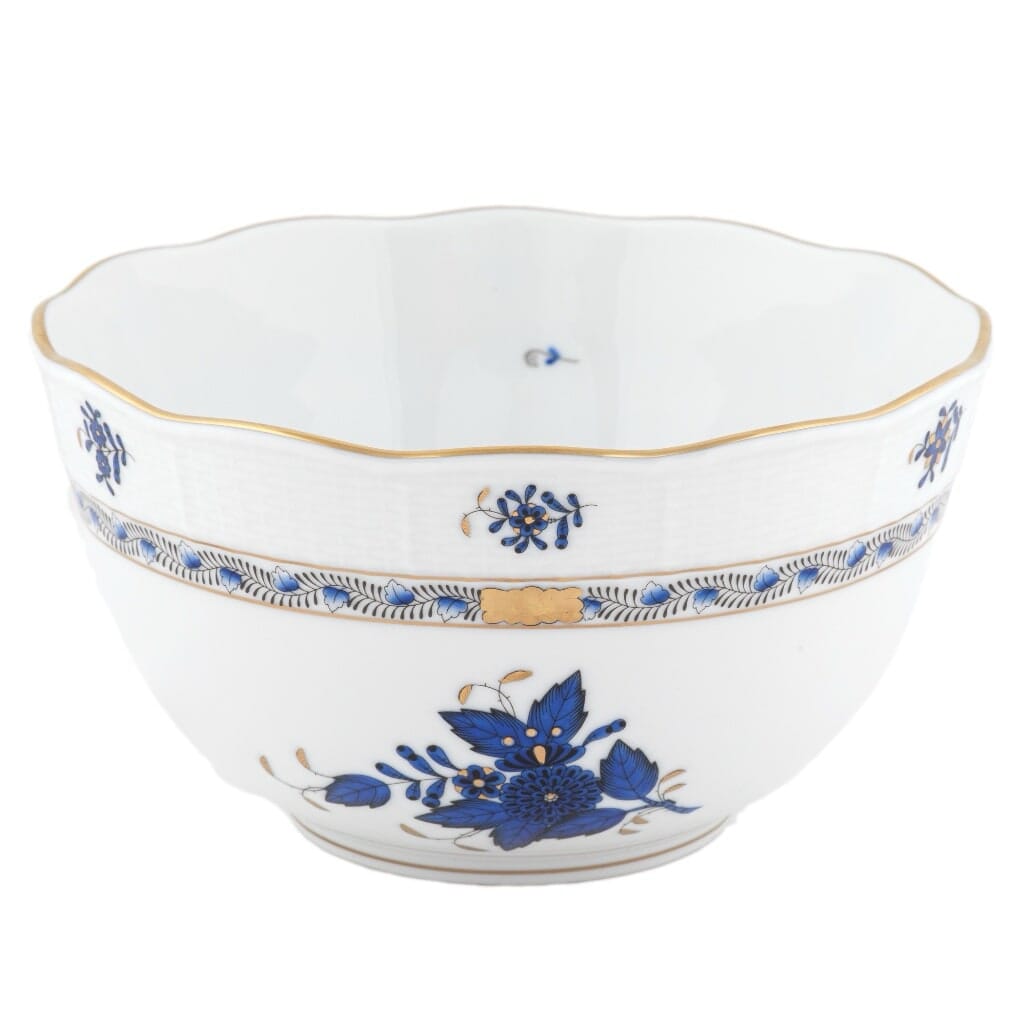 Herend Chinese Bouquet Round Bowl Dinnerware Herend Black Sapphire 