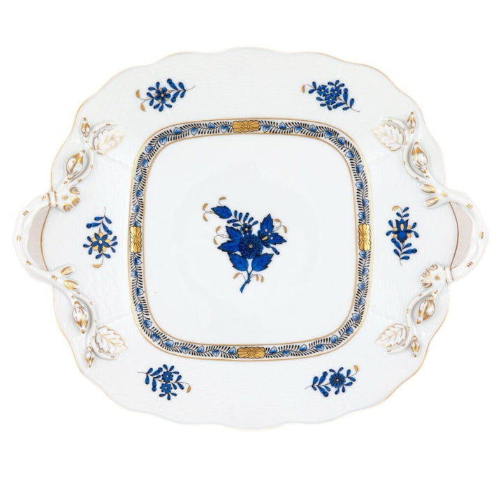 Herend Chinese Bouquet Square Cake Plate With Handles Dinnerware Herend Black Sapphire 