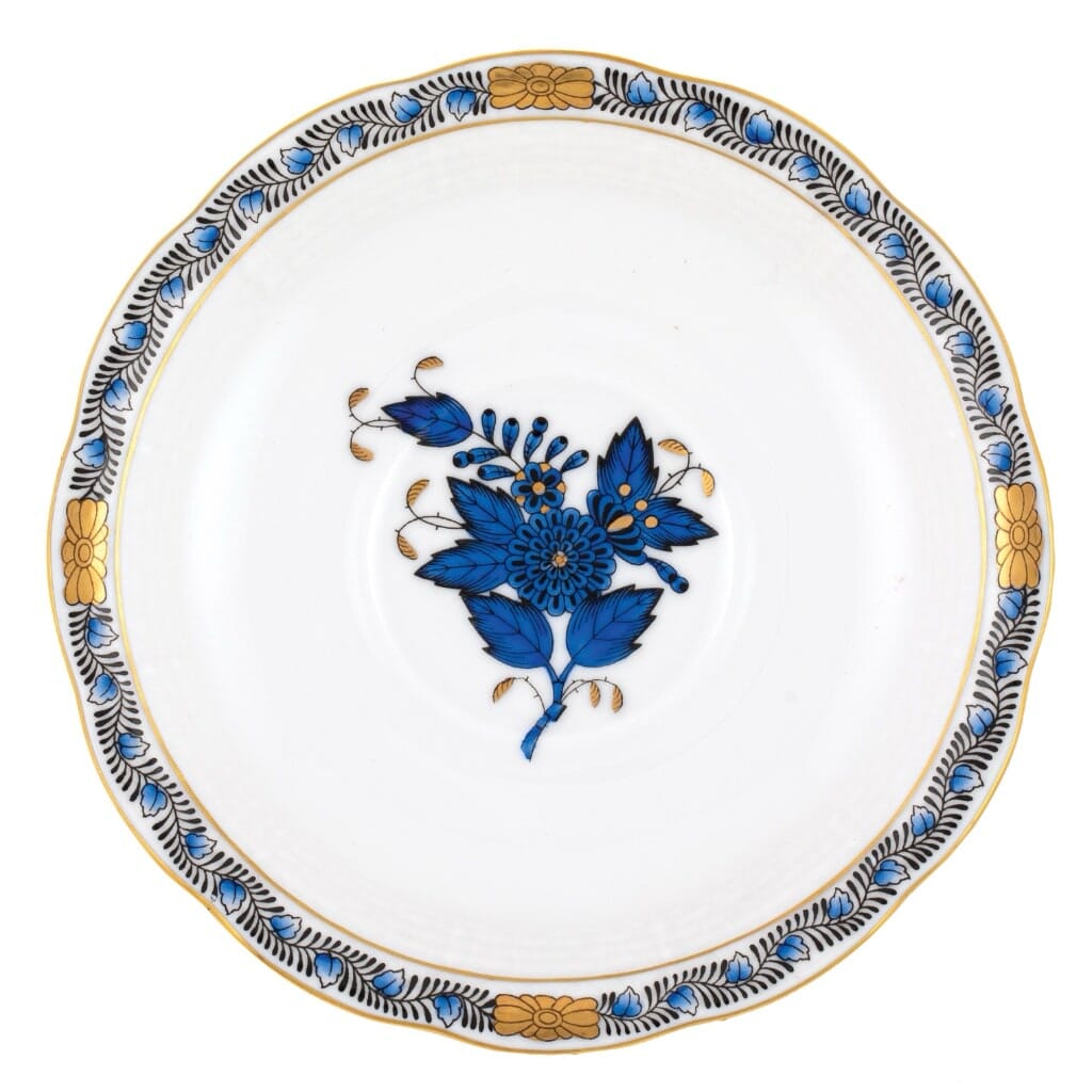 Herend Chinese Bouquet Tea Saucer Dinnerware Herend Black Sapphire 
