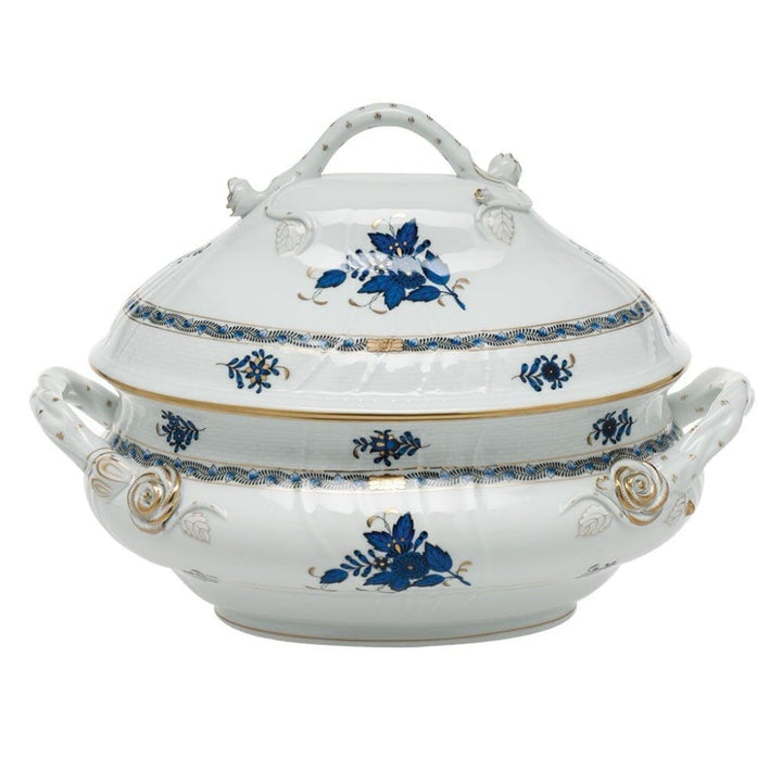 Herend Chinese Bouquet Tureen With Branch Handles Dinnerware Herend Black Sapphire 