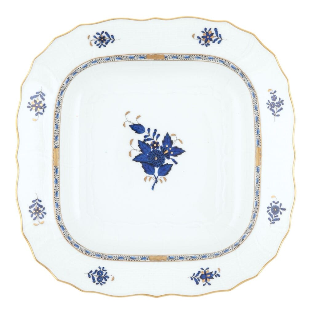 Herend Chinese Bouquet Square Fruit Dish Dinnerware Herend Black Sapphire 