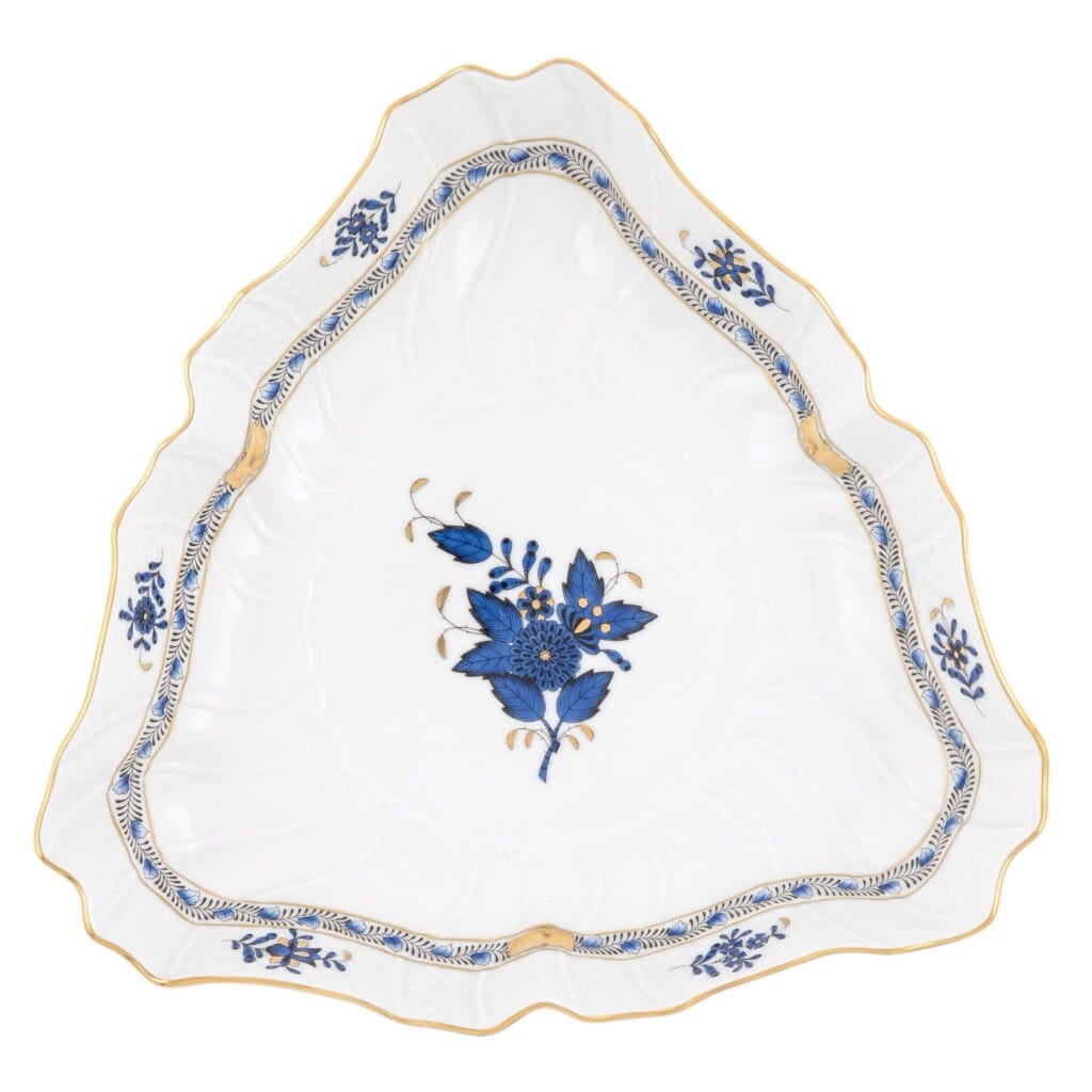 Herend Chinese Bouquet Triangle Dish Dinnerware Herend Black Sapphire 