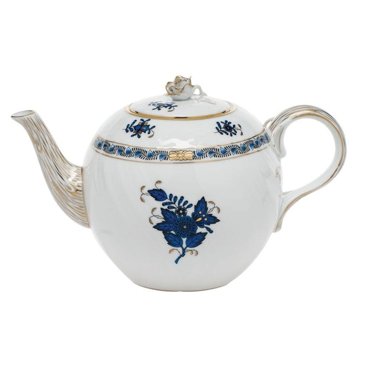 Herend Chinese Bouquet Tea Pot With Rose - 36 oz. Dinnerware Herend Black Sapphire
