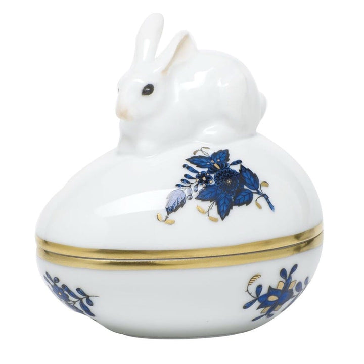 Herend Chinese Bouquet Egg Bonbon With Bunny Dinnerware Herend Black Sapphire 