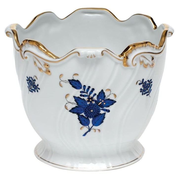 Herend Chinese Bouquet Ribbed Cachepot Dinnerware Herend Black Sapphire 