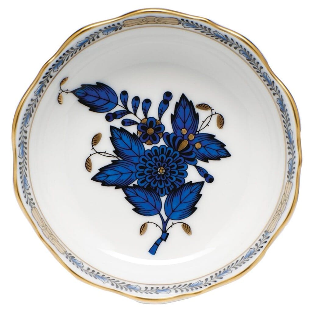 Herend Chinese Bouquet Mini Scalloped Dish Dinnerware Herend Black Sapphire 