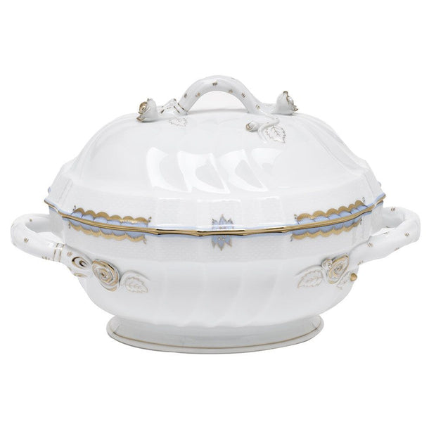 Herend Princess Victoria Tureen With Branch Dinnerware Herend Light Blue 