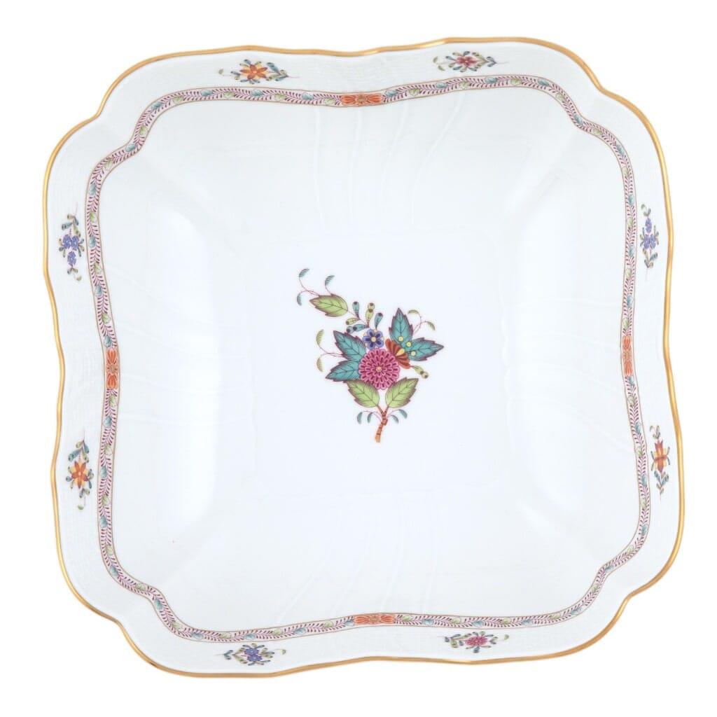 Herend Chinese Bouquet Square Salad Bowl Dinnerware Herend Multicolor 