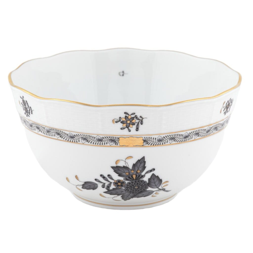 Herend Chinese Bouquet Round Bowl Dinnerware Herend Black 