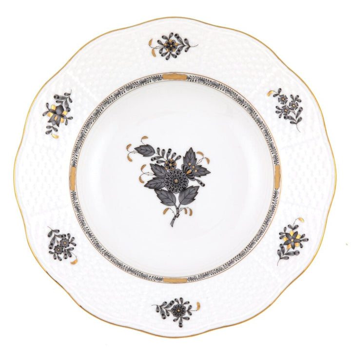 Herend Chinese Bouquet Rim Soup Plate Dinnerware Herend Black 