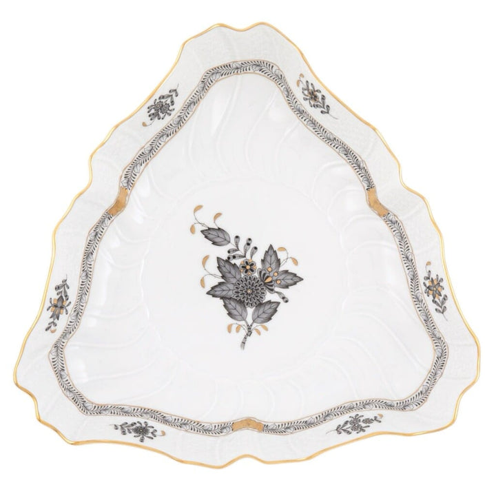 Herend Chinese Bouquet Triangle Dish Dinnerware Herend Black 