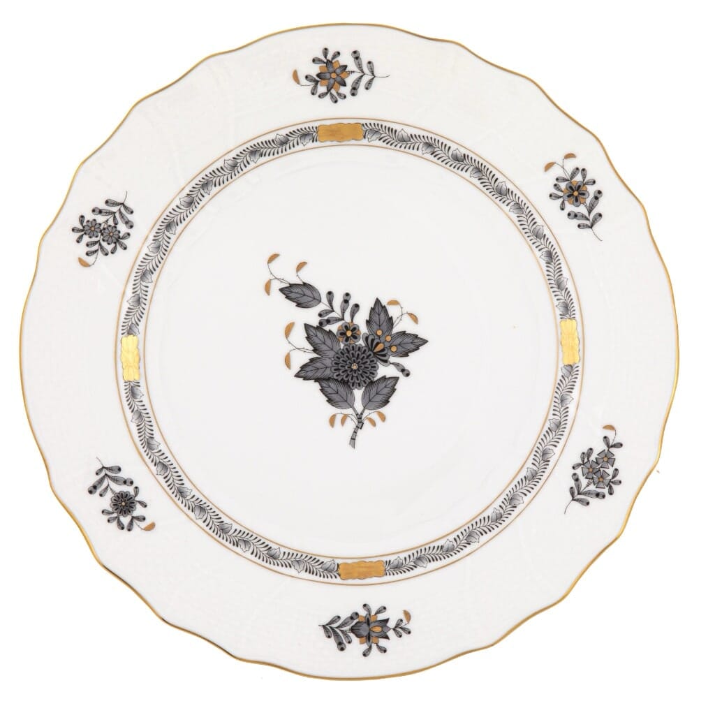 Herend Chinese Bouquet Dinner Plate Dinnerware Herend Black 
