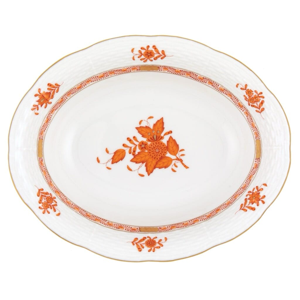 Herend Chinese Bouquet Oval Vegetable Dish Dinnerware Herend Rust 