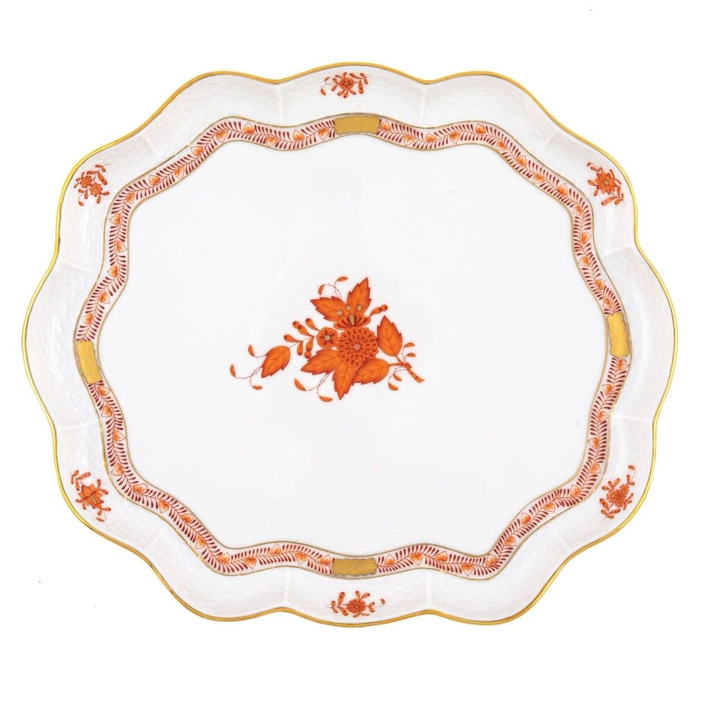 Herend Chinese Bouquet Scallop Tray Trays Herend Rust 
