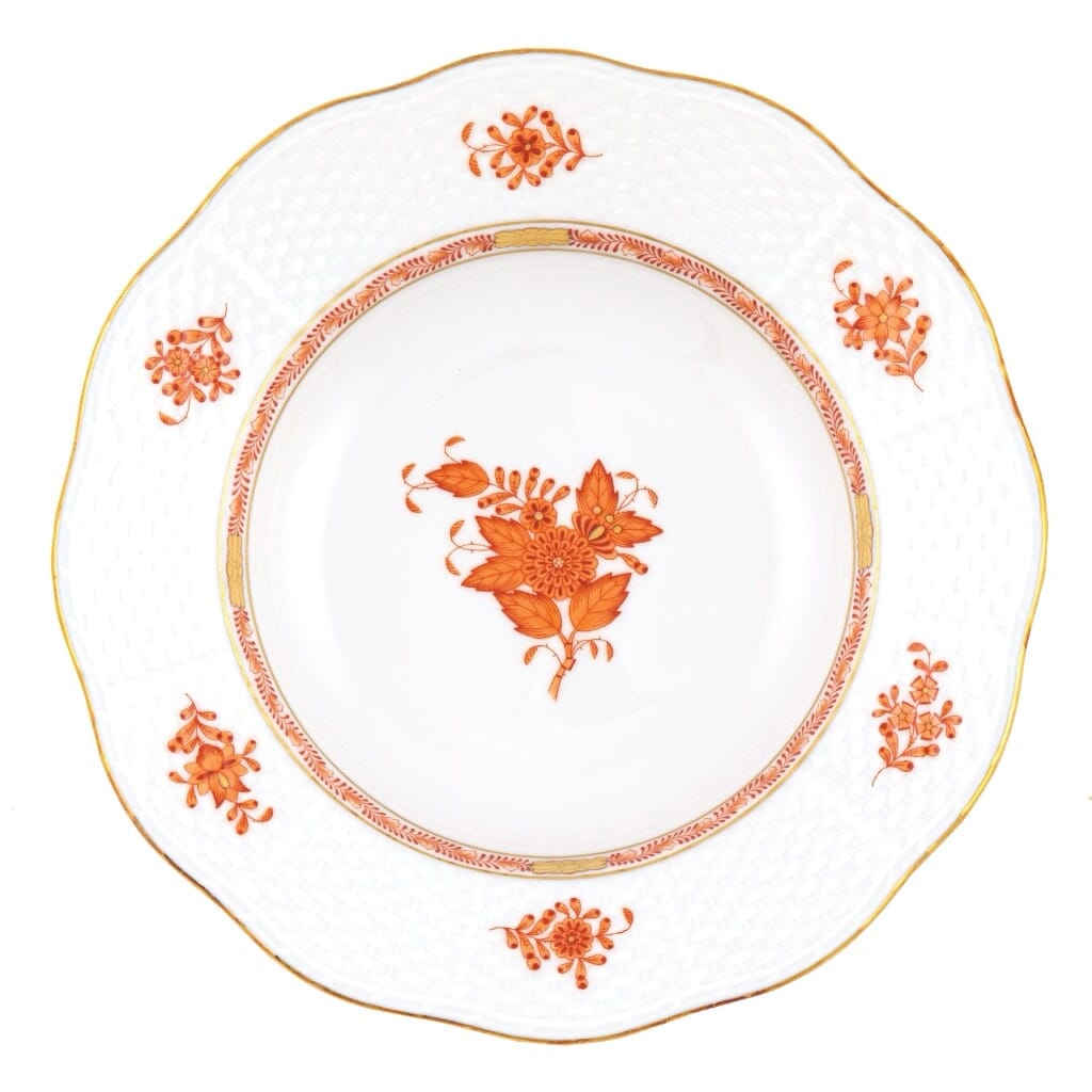 Herend Chinese Bouquet Rim Soup Plate Dinnerware Herend Rust 
