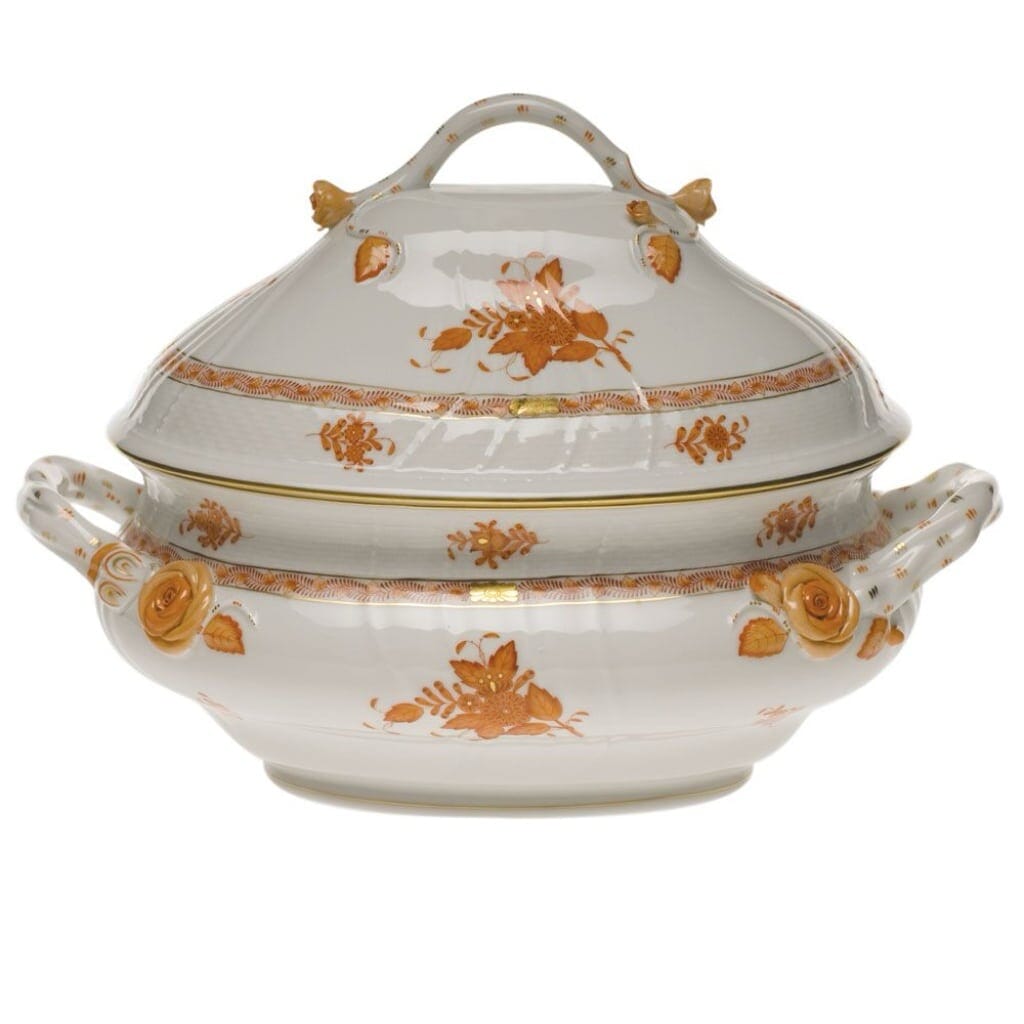 Herend Chinese Bouquet Tureen With Branch Handles Dinnerware Herend Rust 