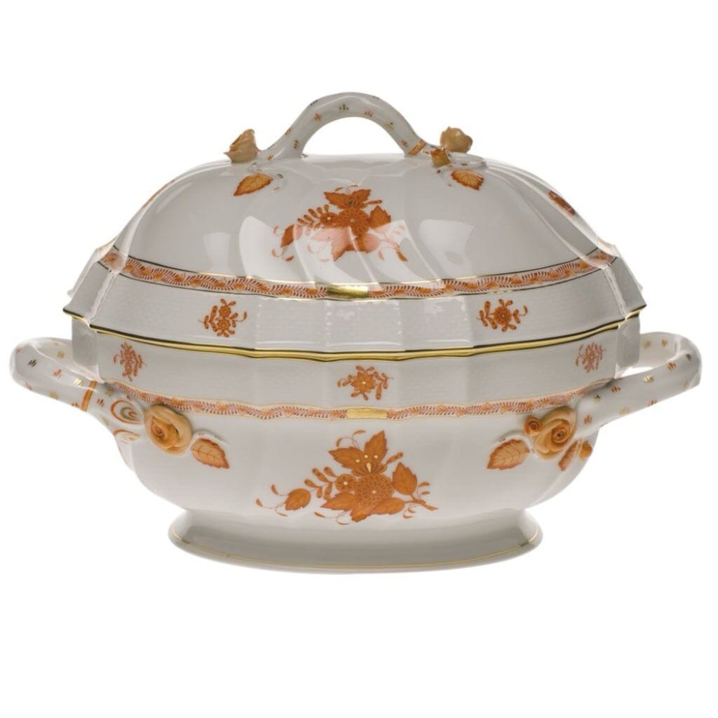 Herend Chinese Bouquet Tureen With Branch Dinnerware Herend Rust 
