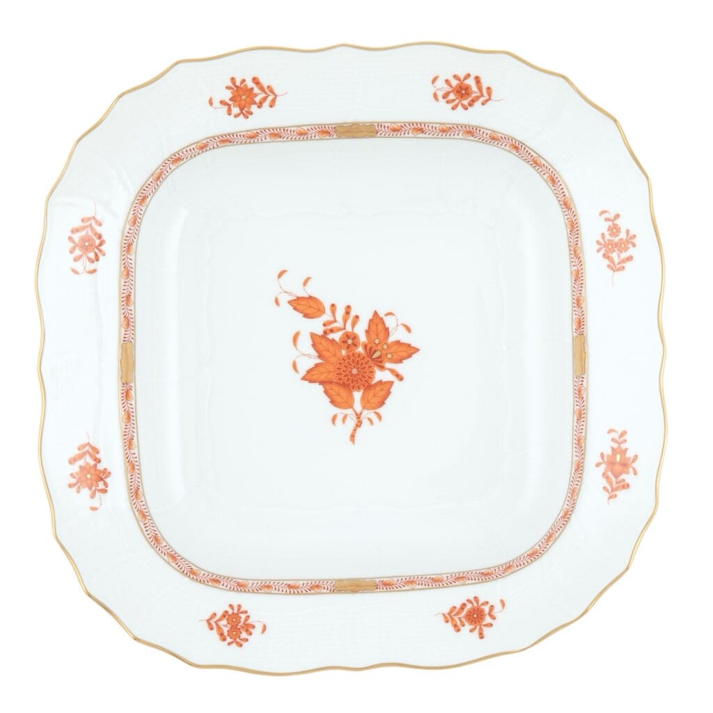 Herend Chinese Bouquet Square Fruit Dish Dinnerware Herend Rust 