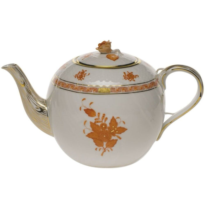 Herend Chinese Bouquet Tea Pot With Rose - 60 oz. Dinnerware Herend Rust