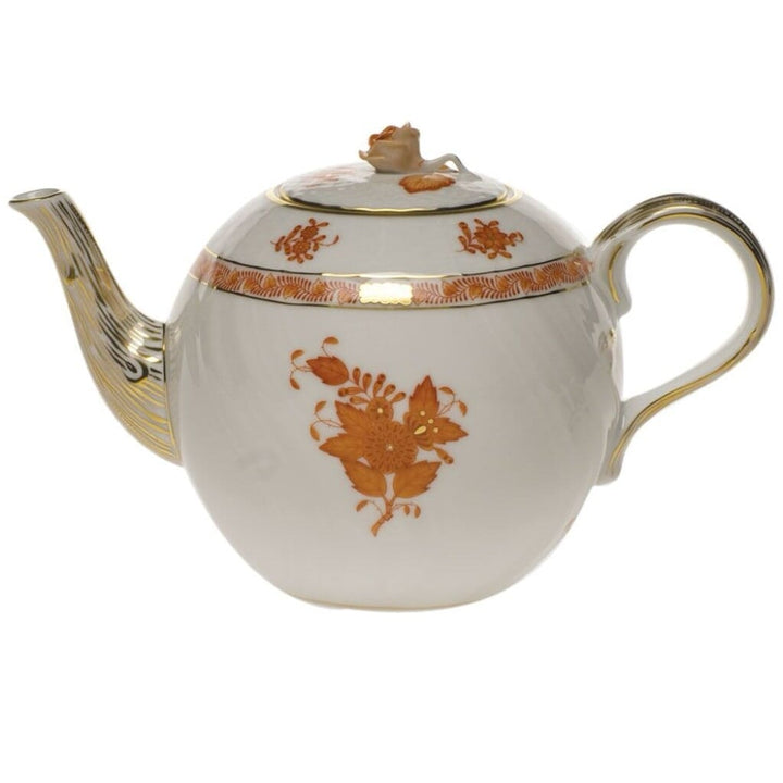 Herend Chinese Bouquet Tea Pot With Rose - 36 oz. Dinnerware Herend Rust