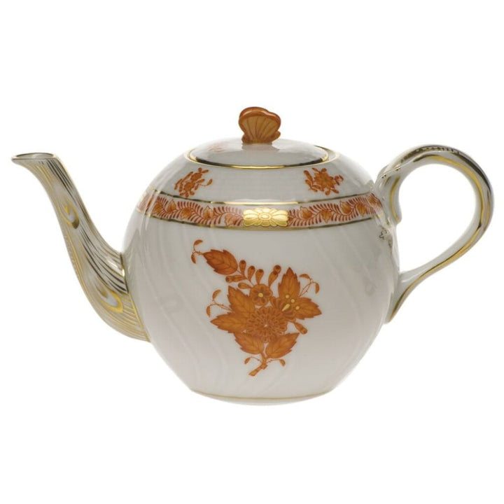 Herend Chinese Bouquet Tea Pot With Butterfly Dinnerware Herend Rust 