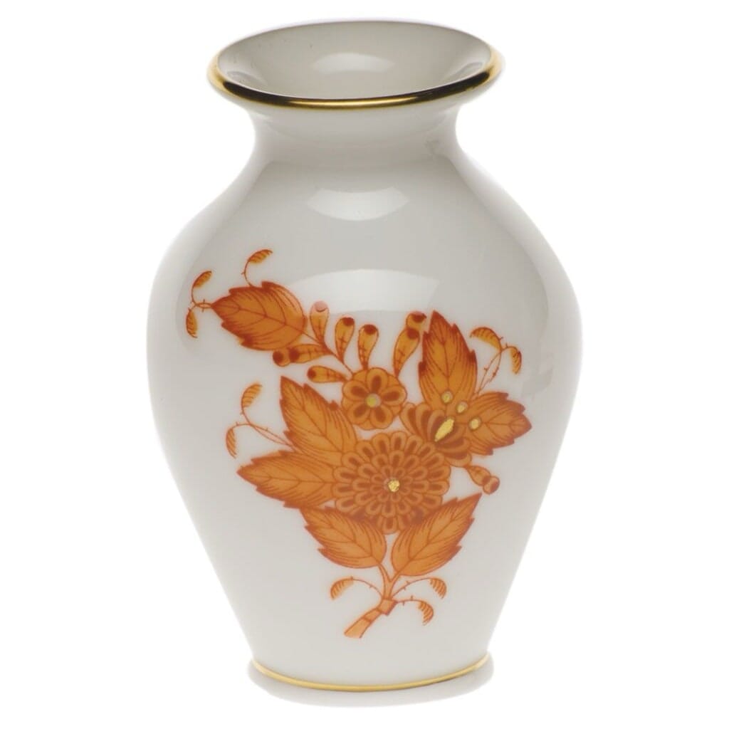 Herend Chinese Bouquet Small Bud Vase With Lip Vases Herend Rust 