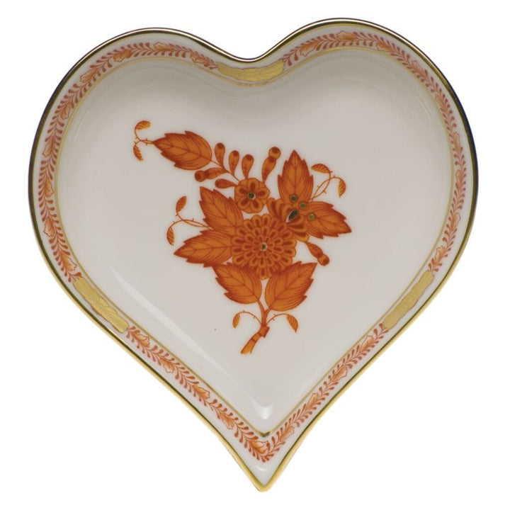 Herend Chinese Bouquet Small Heart Tray Trays Herend Rust 