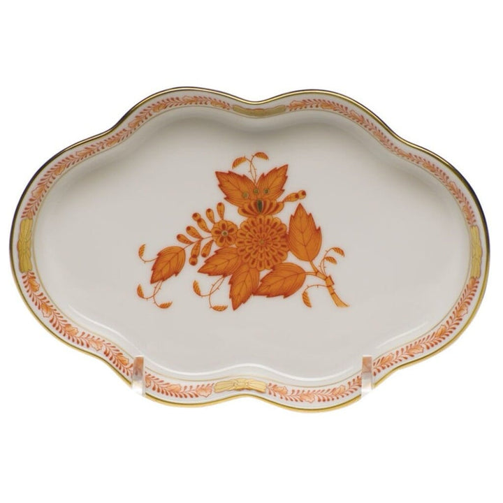 Herend Chinese Bouquet Small Scalloped Tray Trays Herend Rust 