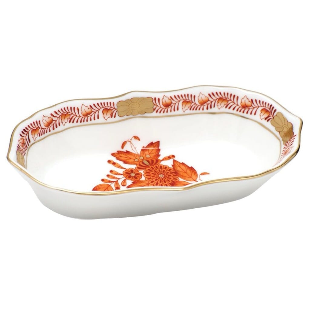 Herend Chinese Bouquet Narrow Pin Dish Dinnerware Herend Rust 