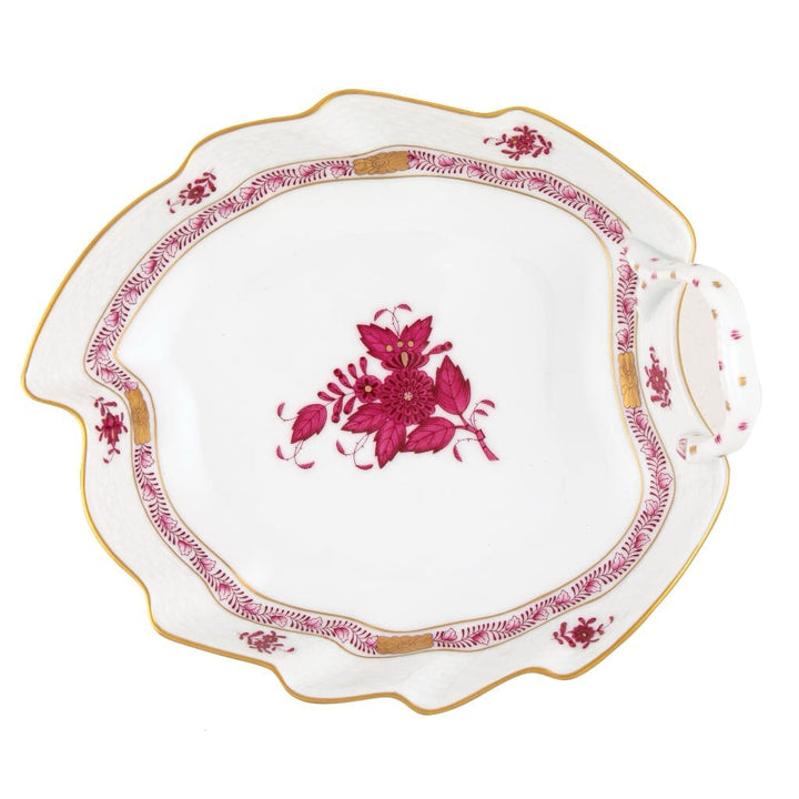 Herend Chinese Bouquet Leaf Dish - 7.75 In Dinnerware Herend Raspberry