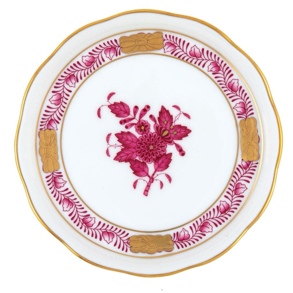 Herend Chinese Bouquet Coaster Dinnerware Herend Raspberry 