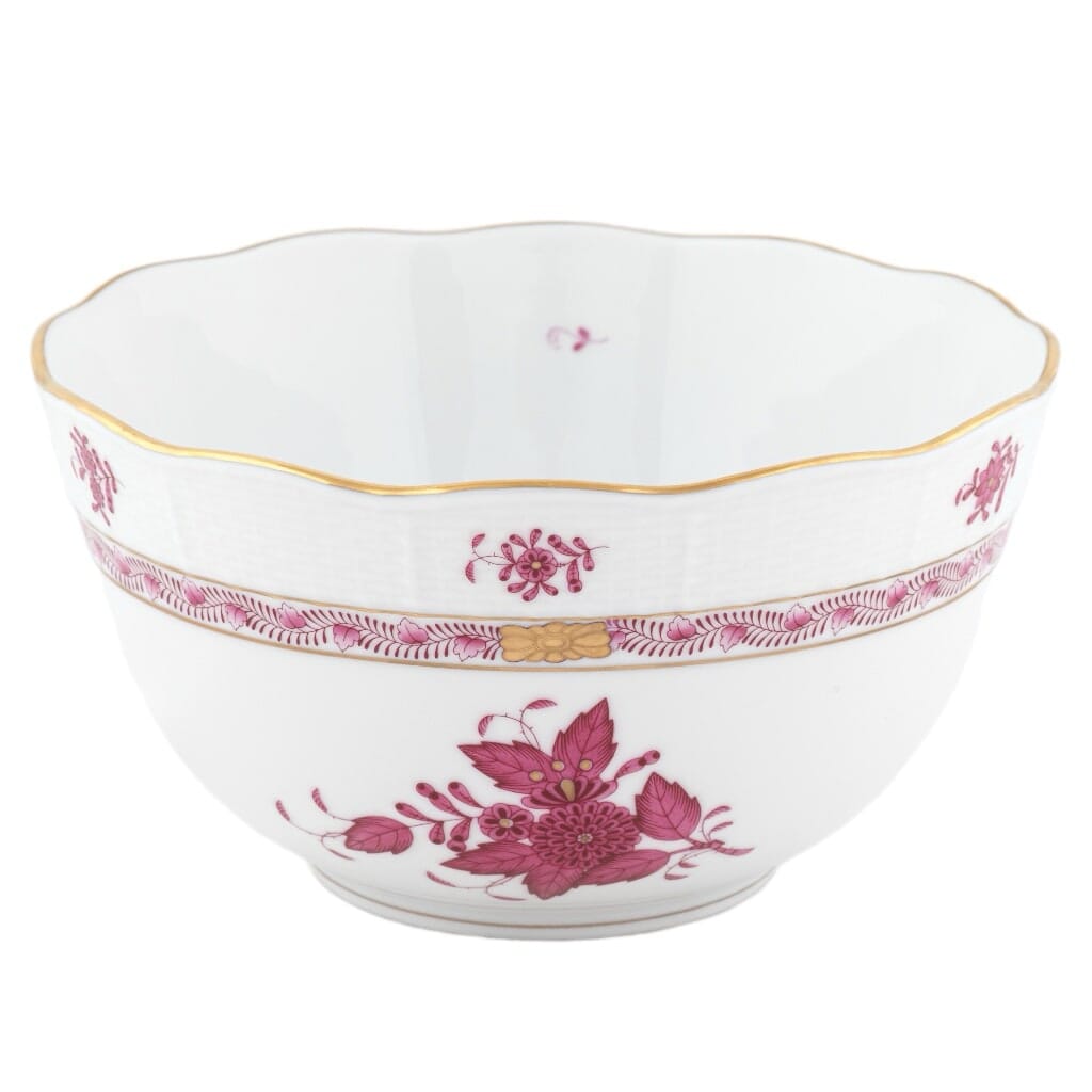 Herend Chinese Bouquet Round Bowl Dinnerware Herend Raspberry 