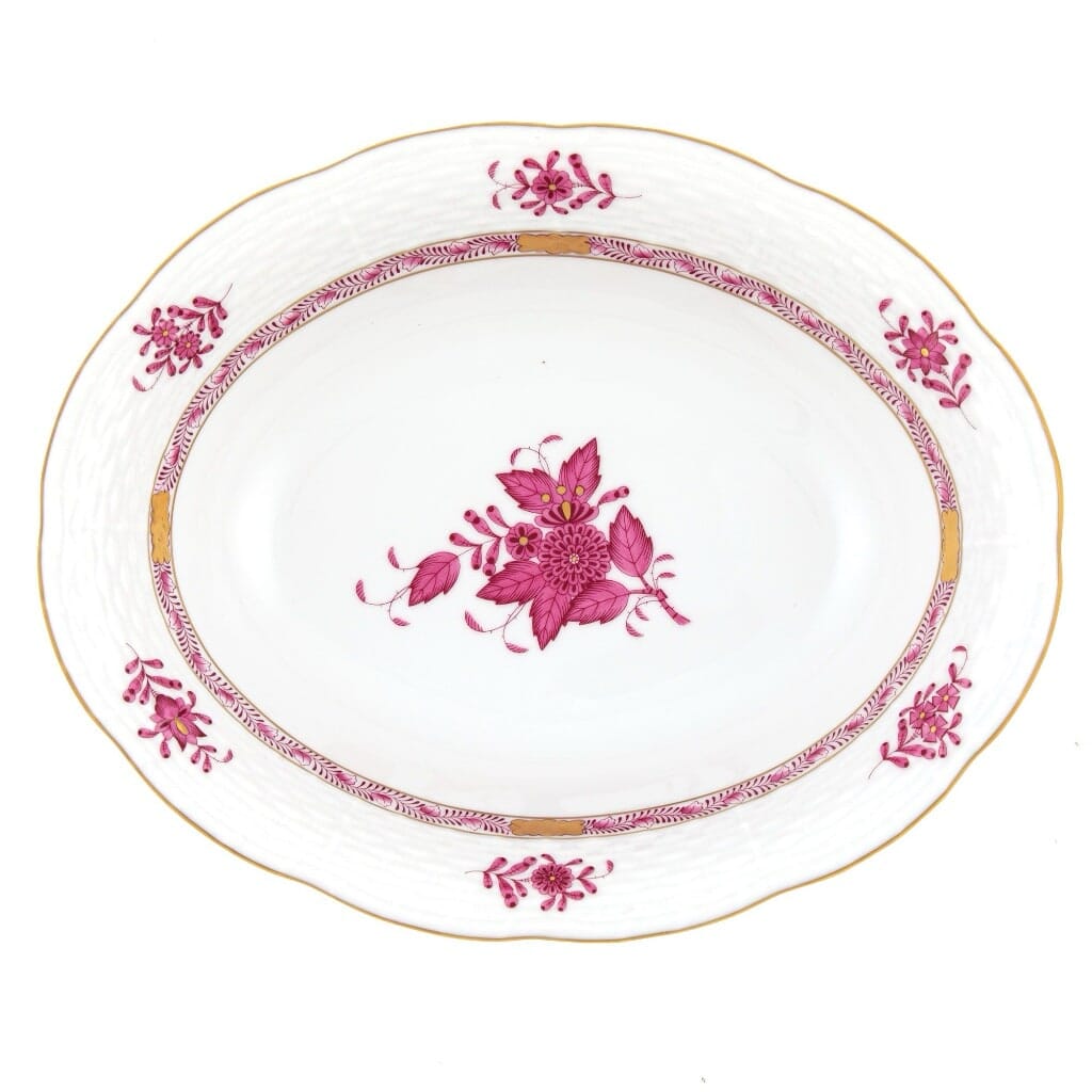 Herend Chinese Bouquet Oval Vegetable Dish Dinnerware Herend Raspberry 