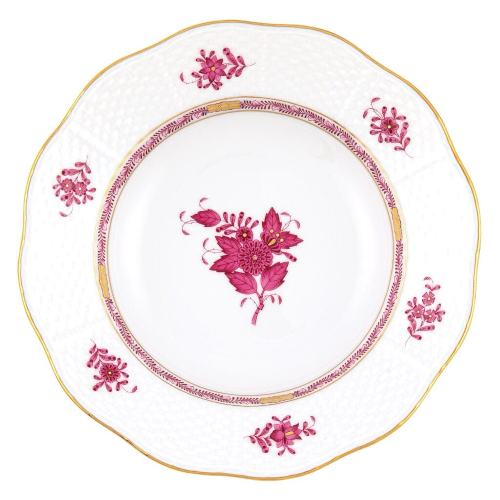 Herend Chinese Bouquet Rim Soup Plate Dinnerware Herend Raspberry 