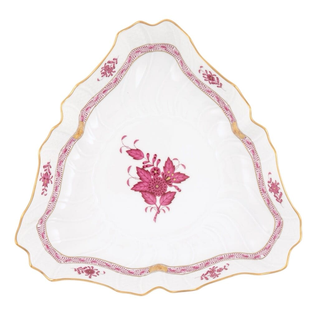 Herend Chinese Bouquet Triangle Dish Dinnerware Herend Raspberry 