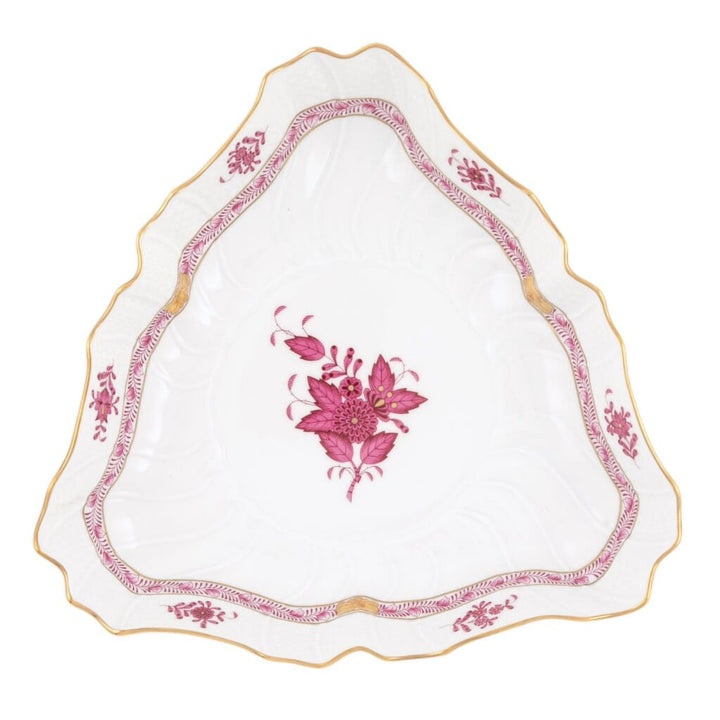 Herend Chinese Bouquet Triangle Dish Dinnerware Herend Raspberry 
