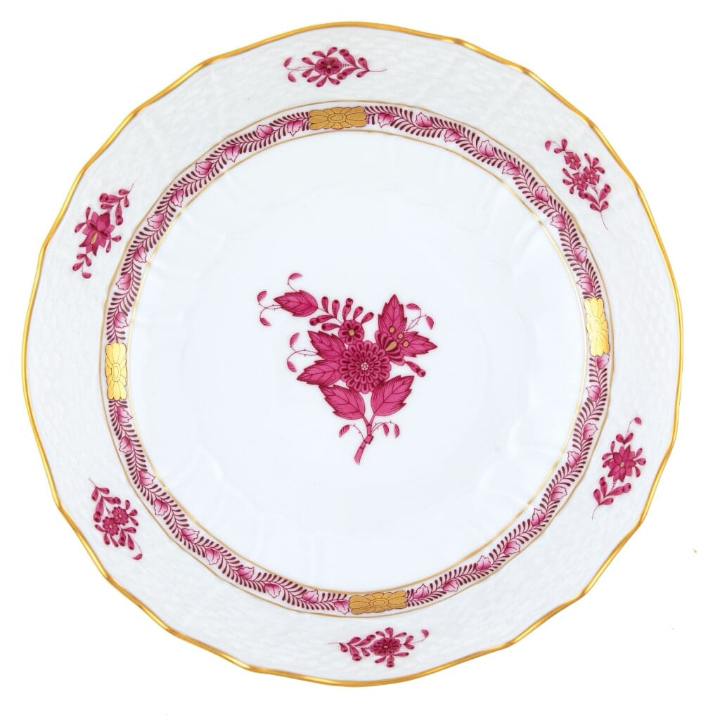Herend Chinese Bouquet Scalloped Dinner Bowl Dinnerware Herend Raspberry 